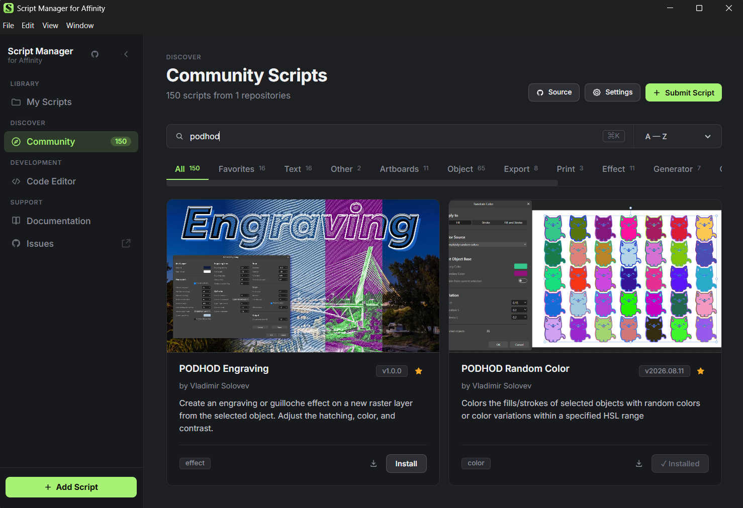 affinity scripts