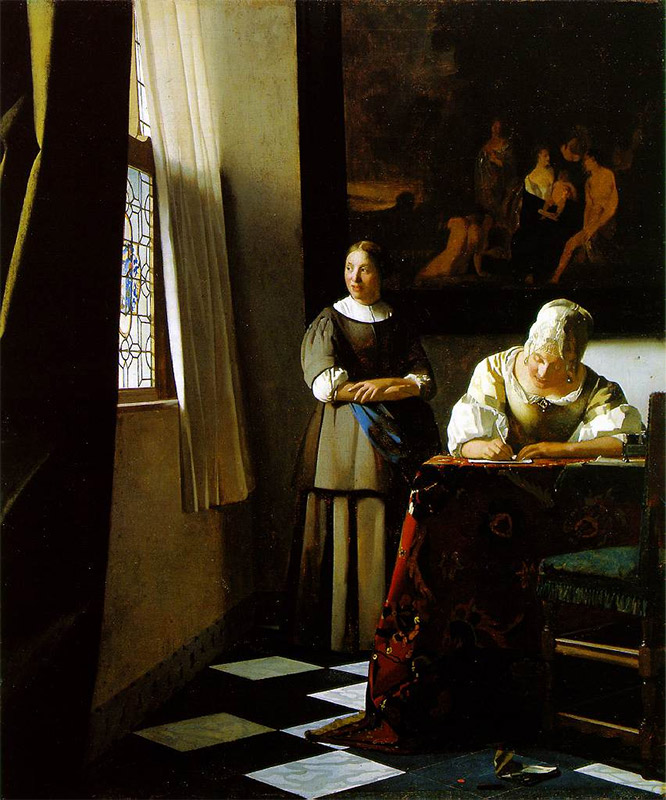 Jan Vermeer, 1670—1671, Lady Writing a Letter with her Maid